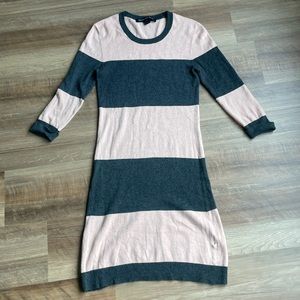 Sweater Dress Stripped Dress Pink and Gray Midi Bodycon